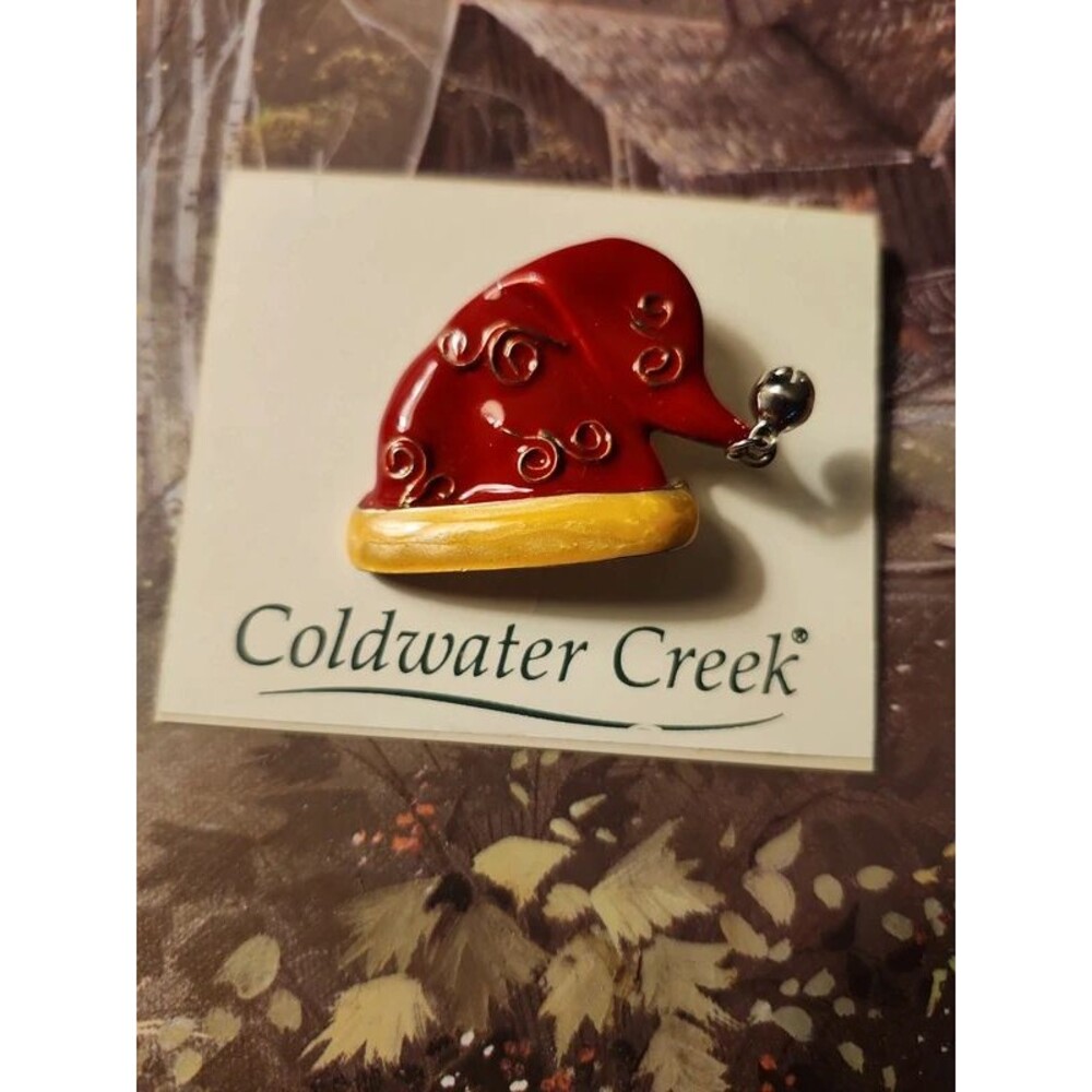 Coldwater creek enamel over metal  Santa hat  brooch - Picture 2 of 3